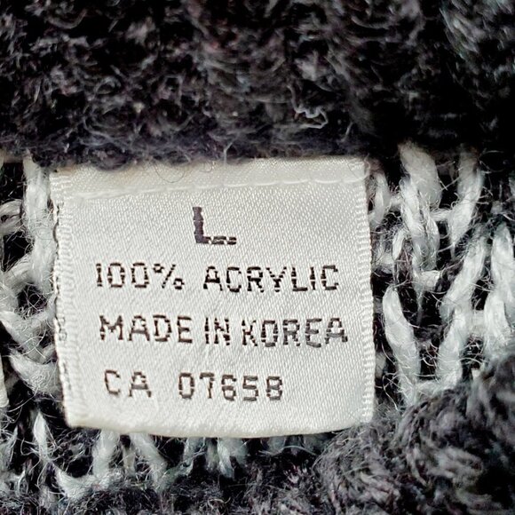 𝅺VINTAGE forum black white hand-knitted chunky Crew Neck Women's Sweater Size L - Picture 3 of 8